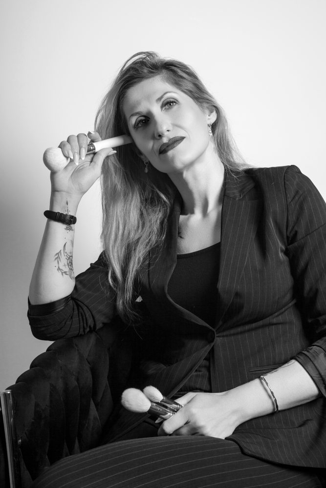 Fine art portrait photography in Aberdeen with elegant woman in creative studio lighting