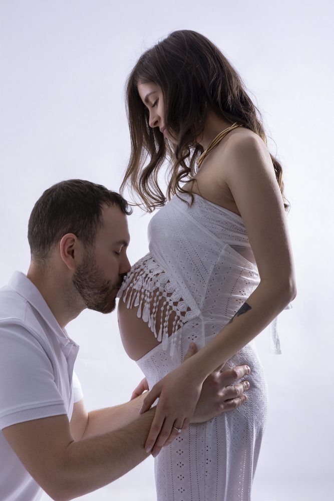 Minimalist studio pregnancy photography