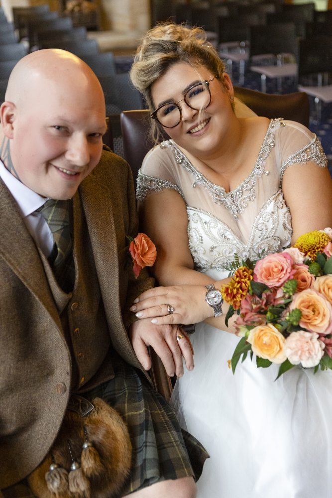 Quiet intimate moment on wedding day